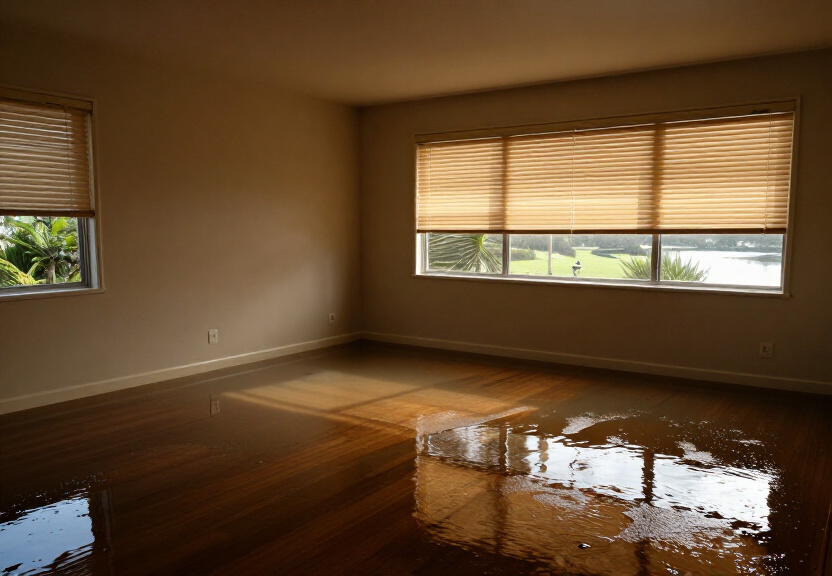 Flooded subfloor in a Henley property with standing water